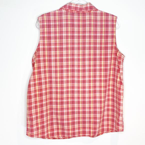 Looney Tunes Tweety Shirt Plaid Embroidered Sleeveless Button‎ Up Size 14W 16W - Picture 8 of 10